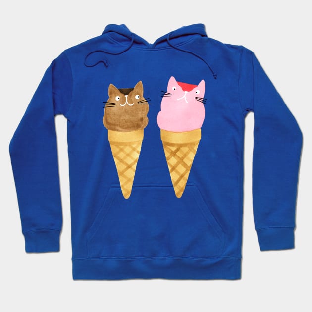 Ice Cream Cat Cones Hoodie by Katy Clemmans